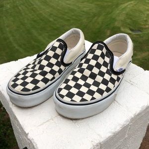 Checkered slip on vans